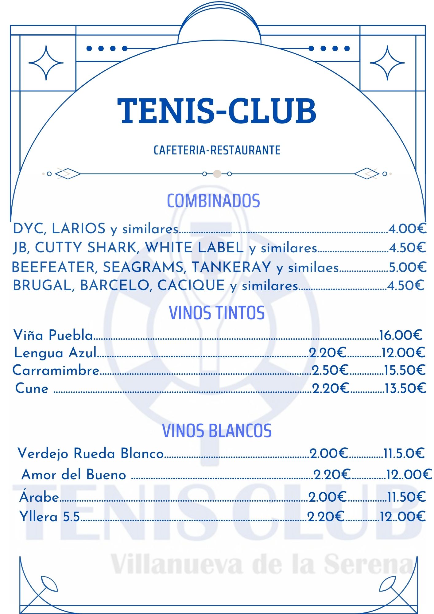 Carta de Cafetería-RESTAURANTE TENIS-CLUB en Villanueva de la serena, Badajoz — página 7